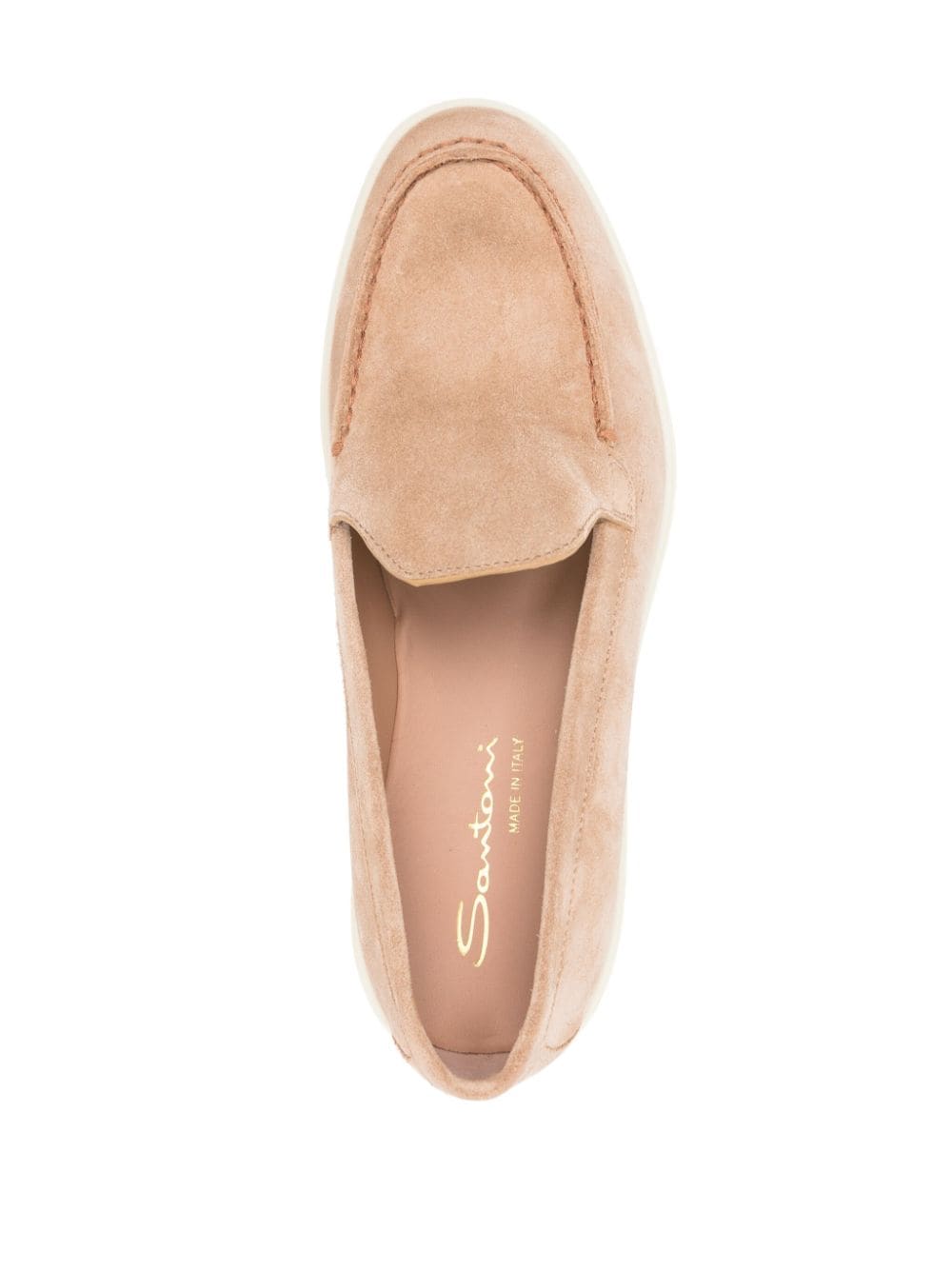 Shop Santoni Round-toe Suede Loafers In Neutrals