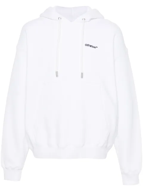 Off-White logo-embroidered organic cotton hoodie