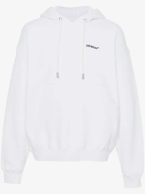 Off-White logo-embroidered organic cotton hoodie