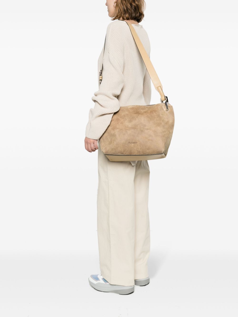 JW Anderson Corner suede crossbody bag - Beige