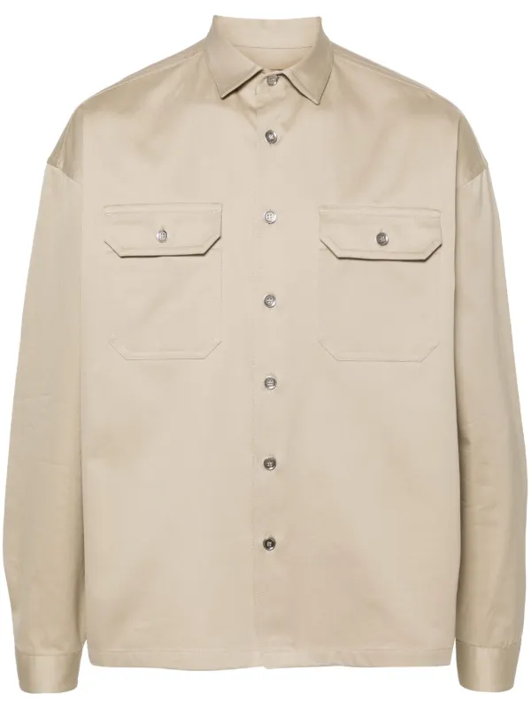 PRADA プラダ イタリア製 長袖 ダブルカラー付 コットンシャツ 42 白