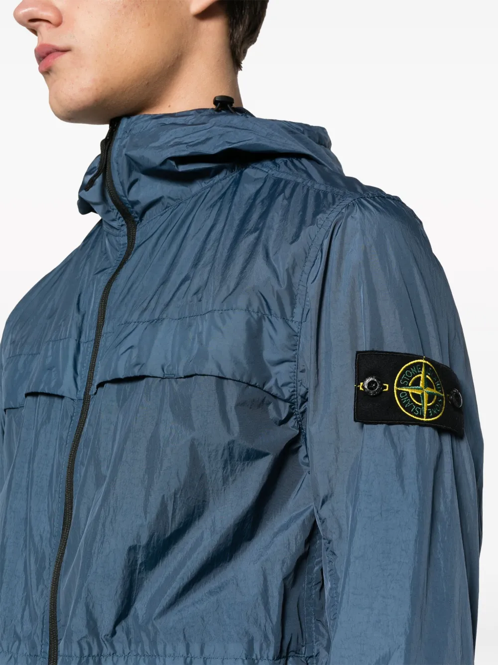 Shop Stone Island Compass-badge Lightweight Jacket In Blue