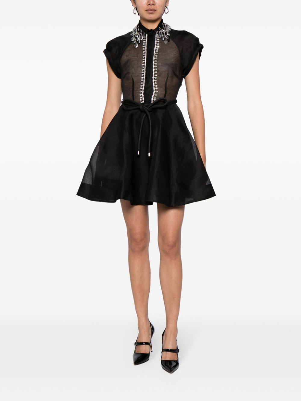 Shop Zimmermann Matchmaker Flip Crystal-embellished Minidress In Black