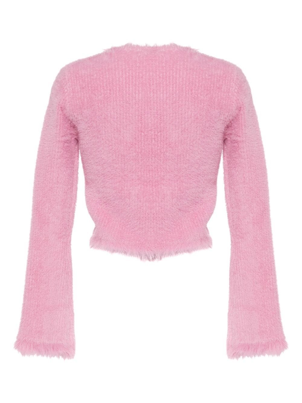 Shop Tout A Coup Faux-fur Trim Cropped Cardigan In Pink