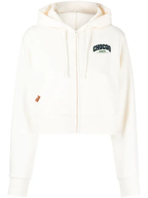 CHOCOOLATE logo-appliqué cropped hooded jacket