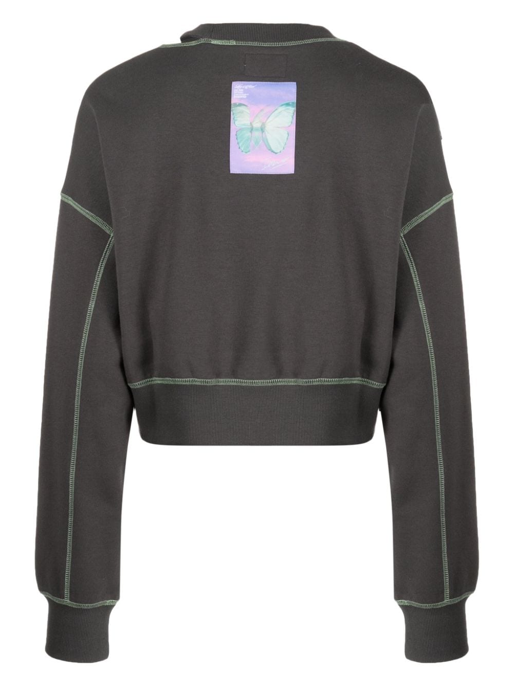Shop Izzue Slogan-embroidered Cropped Sweatshirt In Grey