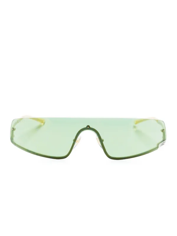 Gucci Eyewear Square G motif shield frame sunglasses unisex Metal Other One Size Green