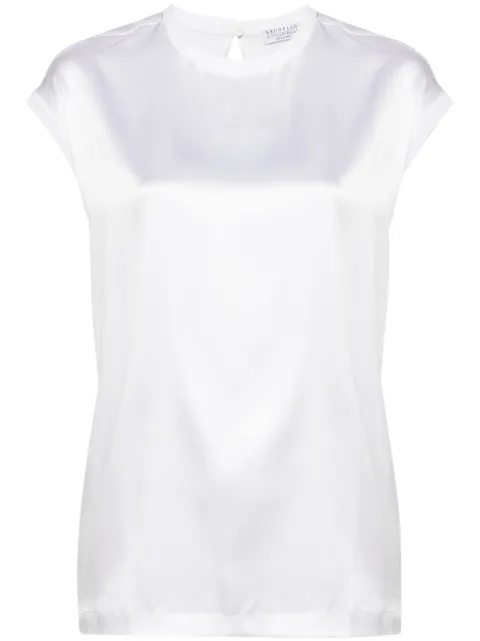 Brunello Cucinelli satin stretch-silk top