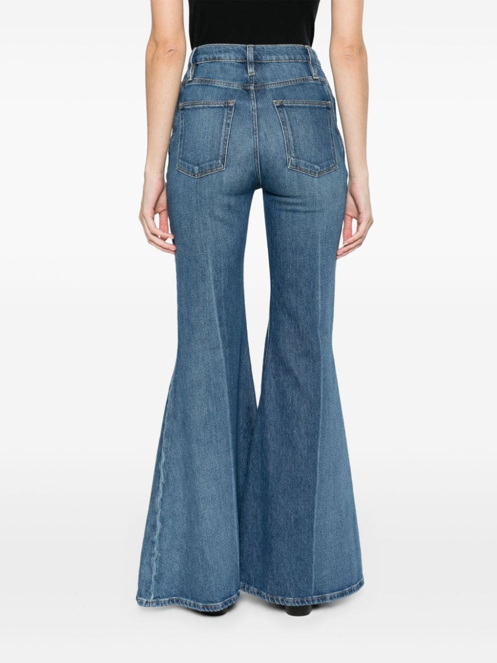 Shop Frame High-rise Flared Jeans In Blue