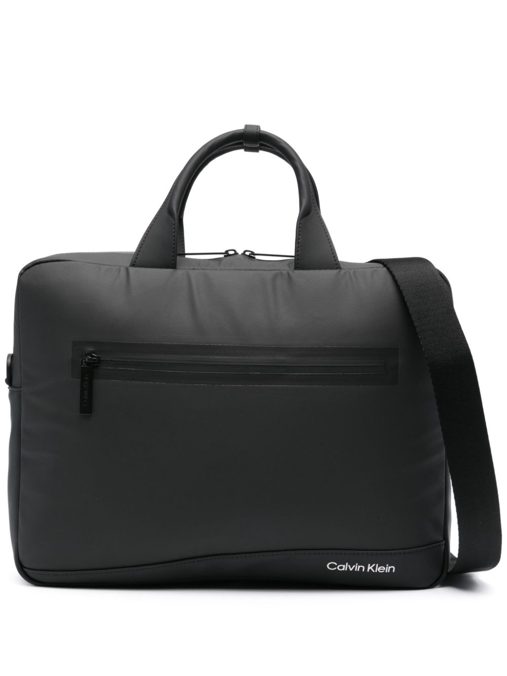 Calvin Klein Leather Laptop Bag In Black