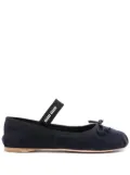 Miu Miu bow-detail suede ballerina shoes - Blue
