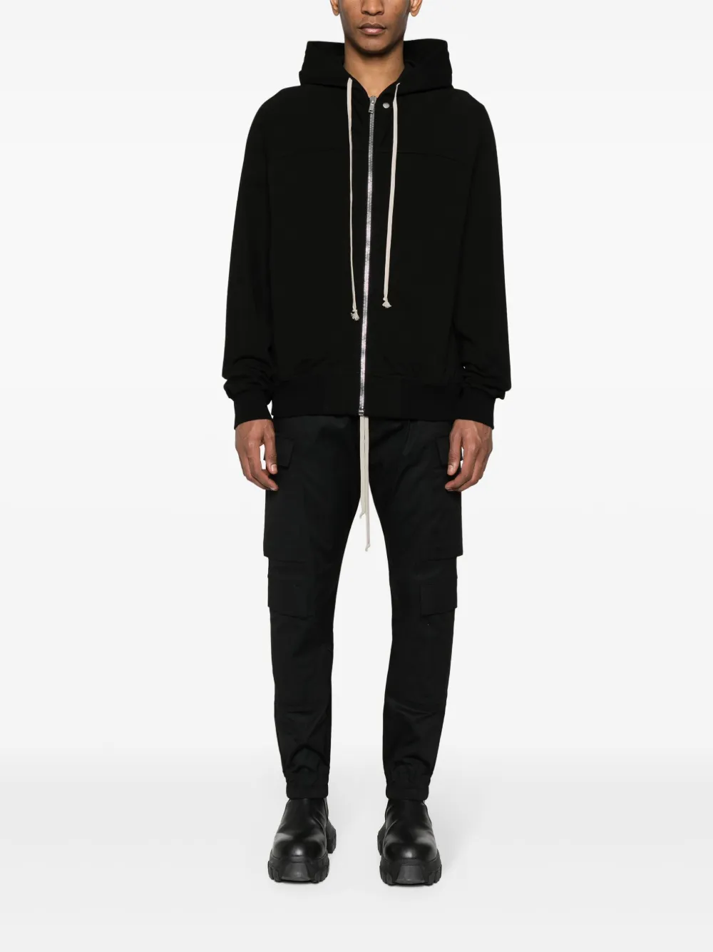 Rick Owens zip-up organic-cotton hoodie - Zwart