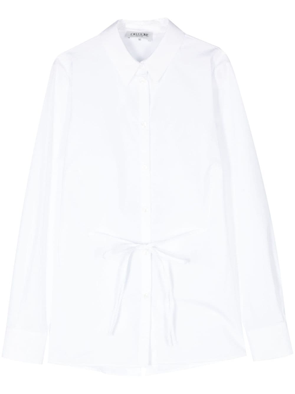 Shop Del Core Tie-waist Poplin Cotton Shirt In White