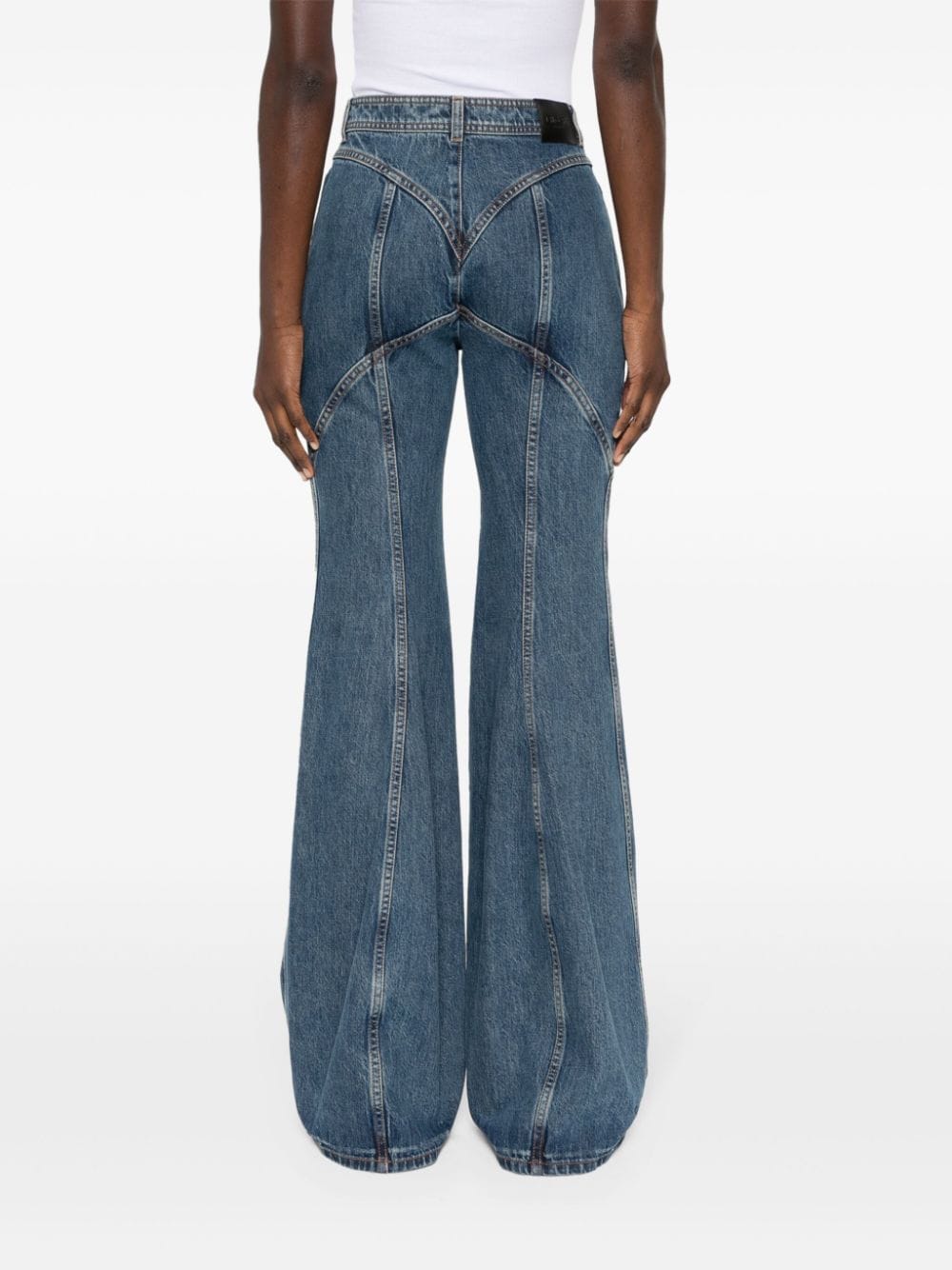 Shop Del Core Panelled Stonewashed Flared Jeans In Blau