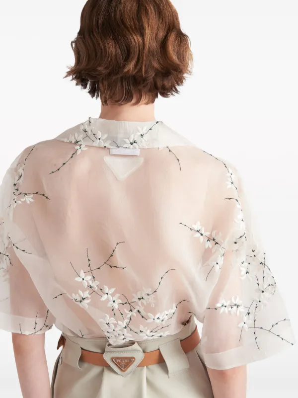 PRADA シルク シアー シャツ Prada フローラル シルクシアーシャツ | ホワイト | FARFETCH JP