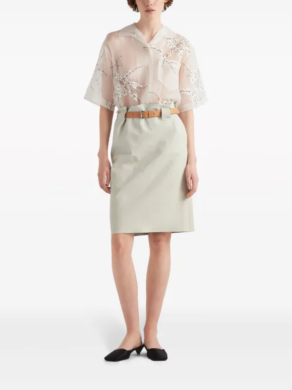 PRADA シルク シアー シャツ Prada フローラル シルクシアーシャツ | ホワイト | FARFETCH JP