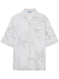 Prada floral-embroidered sheer silk shirt - White
