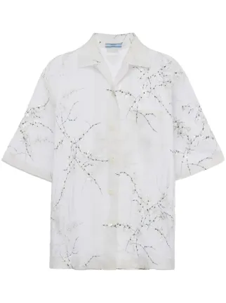 PRADA シルク シアー シャツ Prada フローラル シルクシアーシャツ | ホワイト | FARFETCH JP