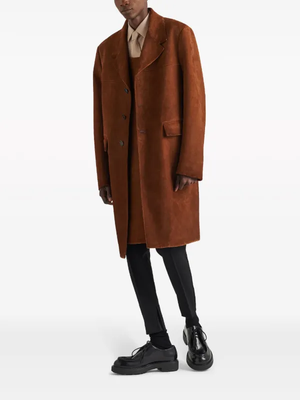 PRADA プラダ　スエードコート Prada スエード シングルコート | ブラウン | FARFETCH JP