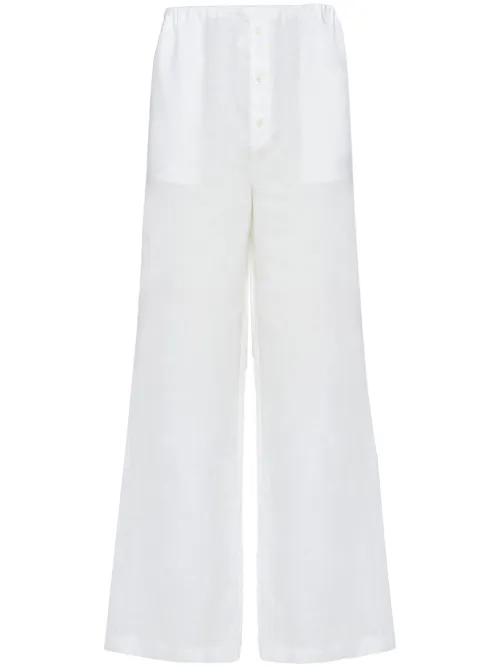 Pantalon en lin à coupe ample - Prada - Modalova