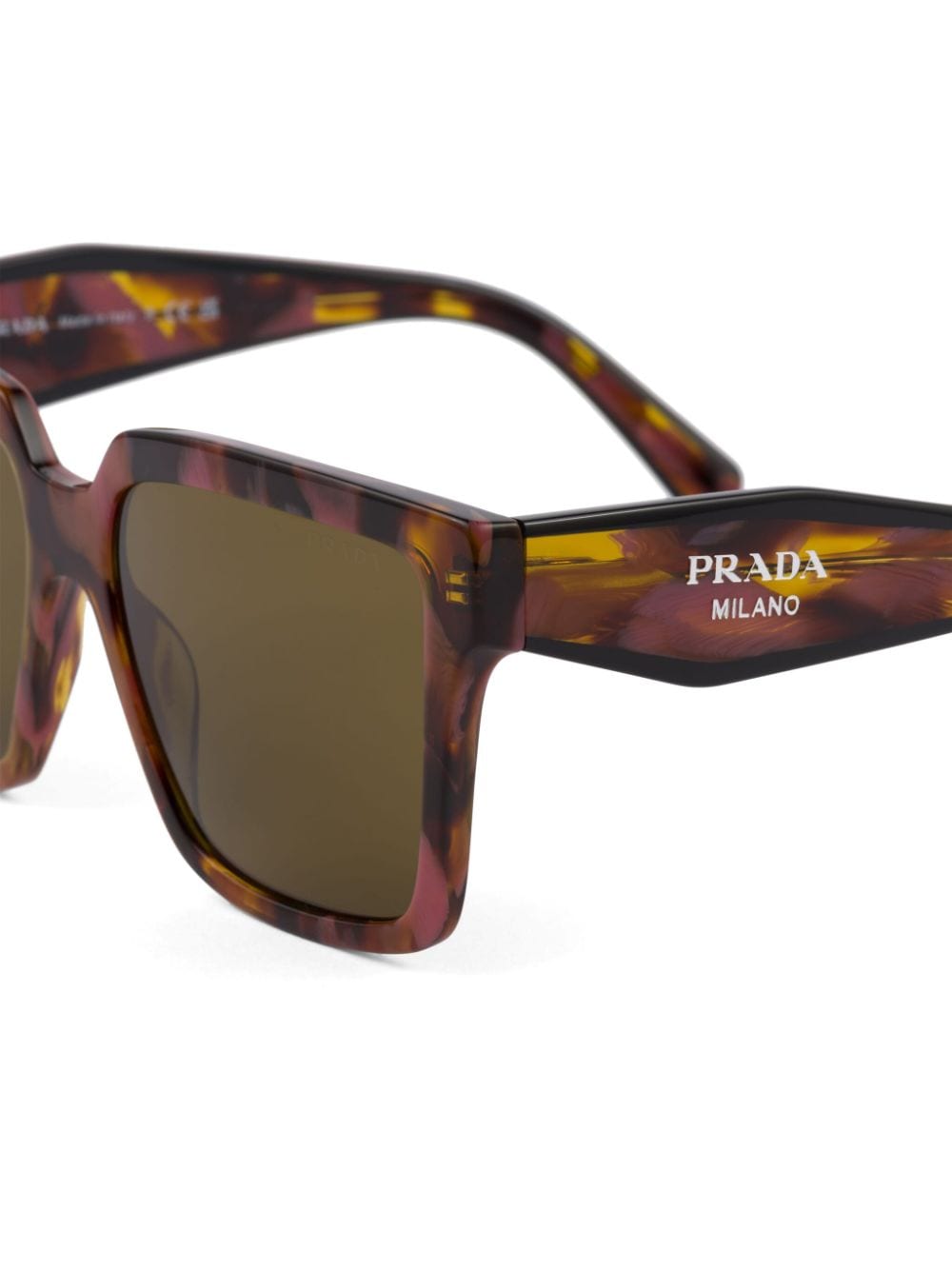 Shop Prada Logo-plaque Rectangle-frame Sunglasses In Brown