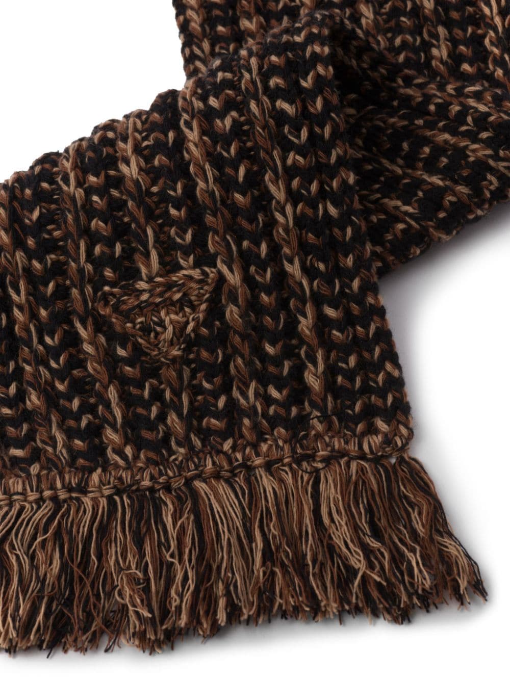 Shop Prada Ribbed-knit Wool-cashmere Scarf In Brown
