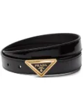 Prada triangle-logo patent-leather belt - Black