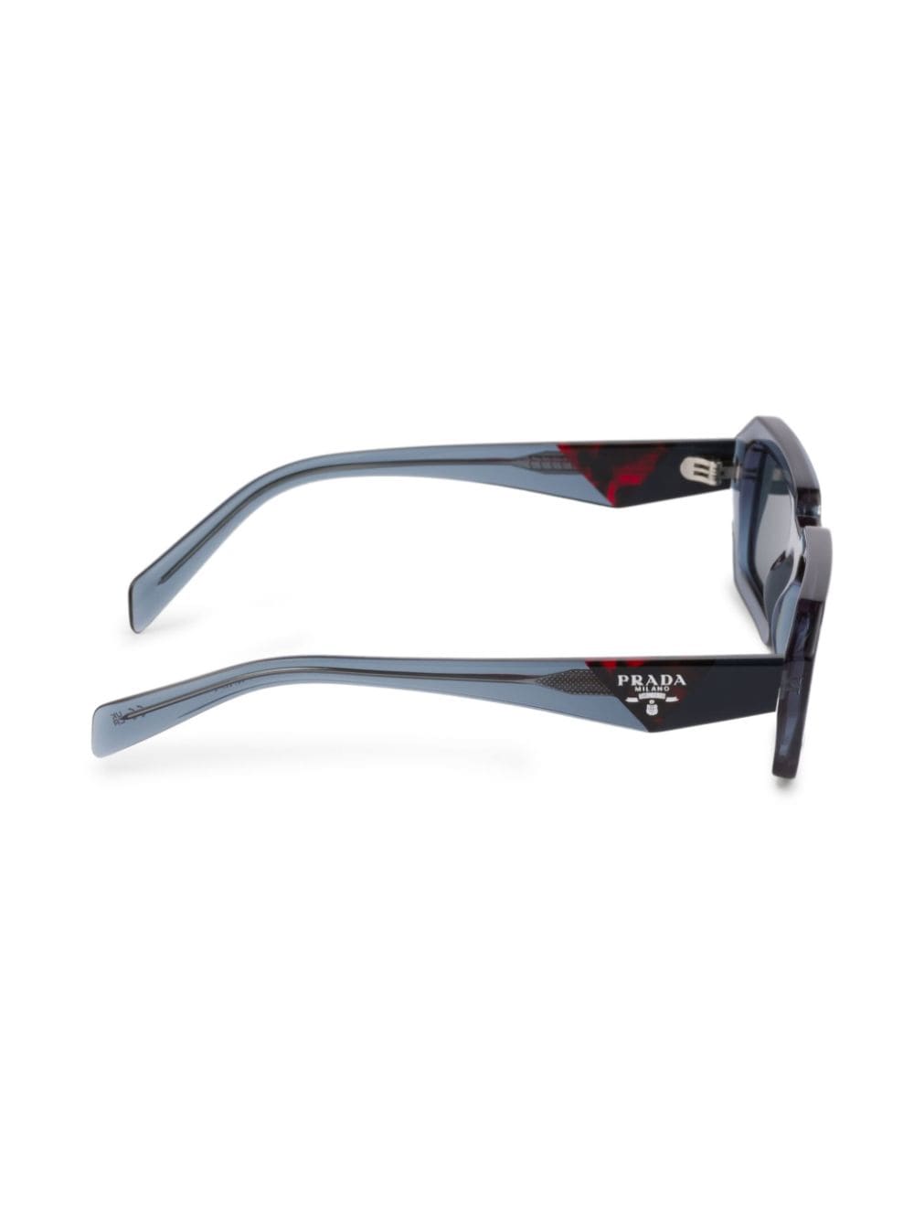 Shop Prada Triangle-logo Rectangle-frame Sunglasses In Grey