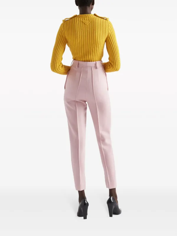 Prada high-rise Natté Trousers | Pink | FARFETCH UK