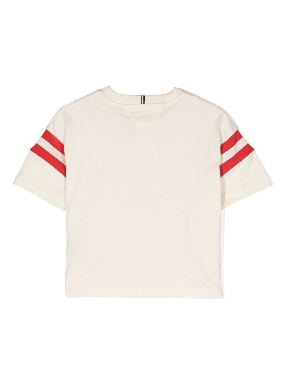 Shop Tommy Hilfiger Junior Logo-print Striped Coton T-shirt In Neutrals
