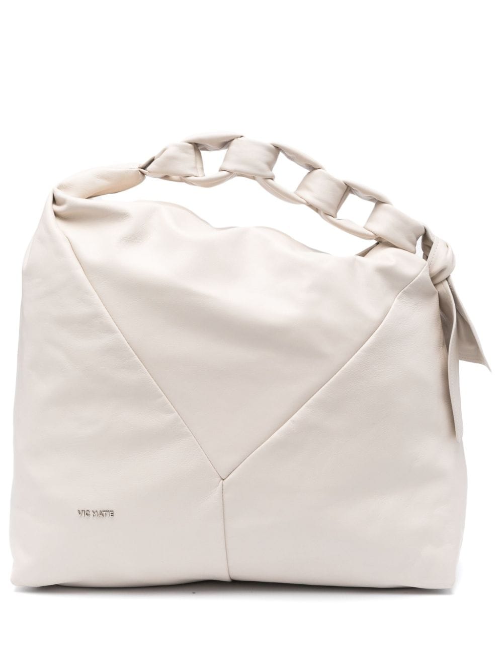 Shop Vic Matie Asymmetric Leather Tote Bag In Neutrals