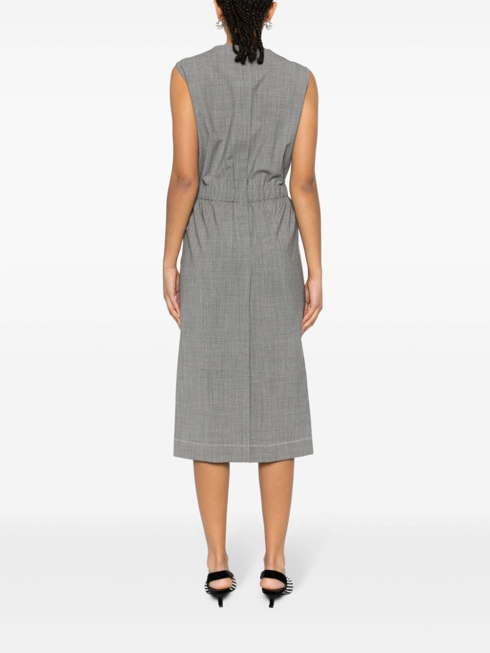 Shop Fabiana Filippi Contrast-stitching Sleeveless Dress In Grey