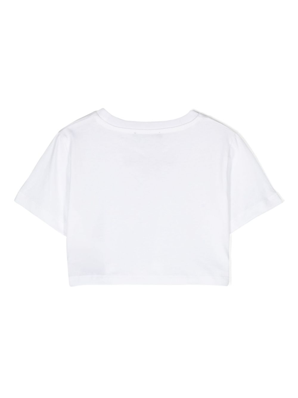 Balmain Kids logo-embroidered cropped T-shirt - White