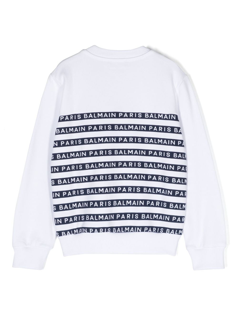 Shop Balmain Logo-tape Print Cotton Sweatshirt In White