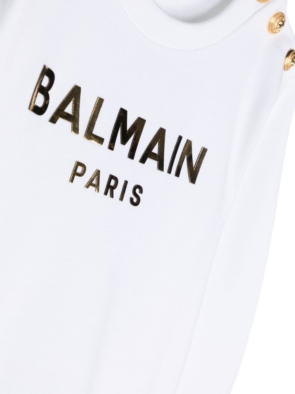 Shop Balmain Logo-lettering Cotton Sweatshirt In White