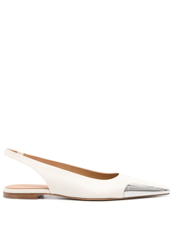 Off-White Allenframe Leather Ballerina Shoes in Neutrals