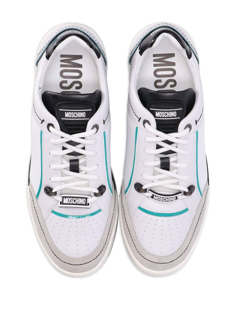 Shop Moschino M. Logo-appliqué Leather Sneakers In White