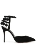 Manolo Blahnik pom-pom detail pointed pumps - Black