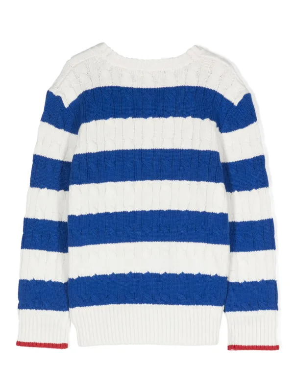 POLO RALPH LAUREN KIDS Gestreifter Pullover Mit Polo Pony Blau