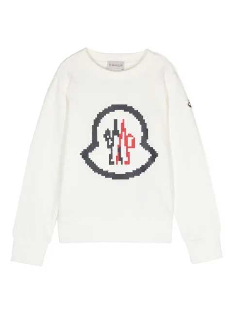 Moncler Enfant pixelated-logo-print cotton sweatshirt