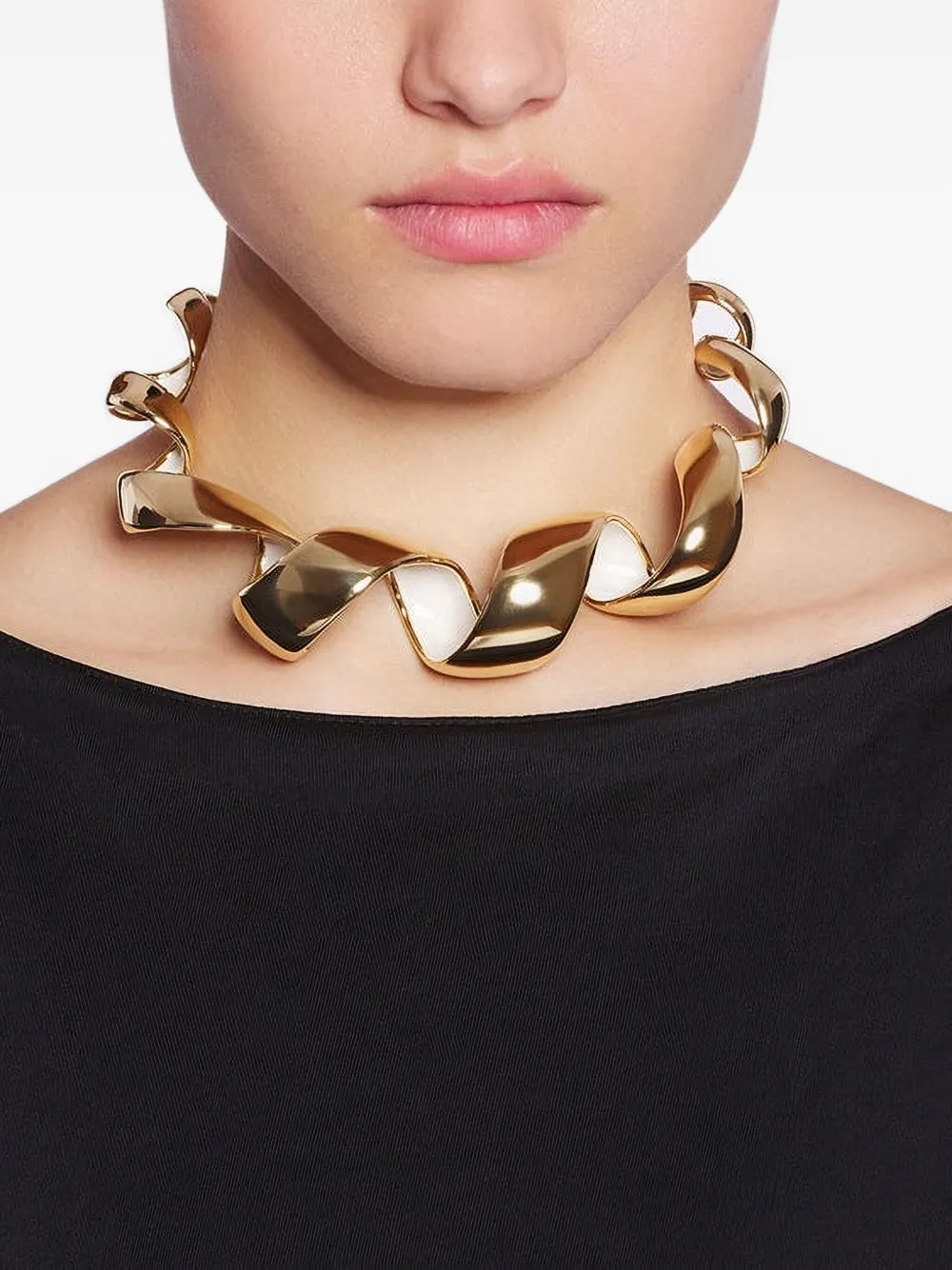 Lanvin Twisted Polished Necklace In Gold