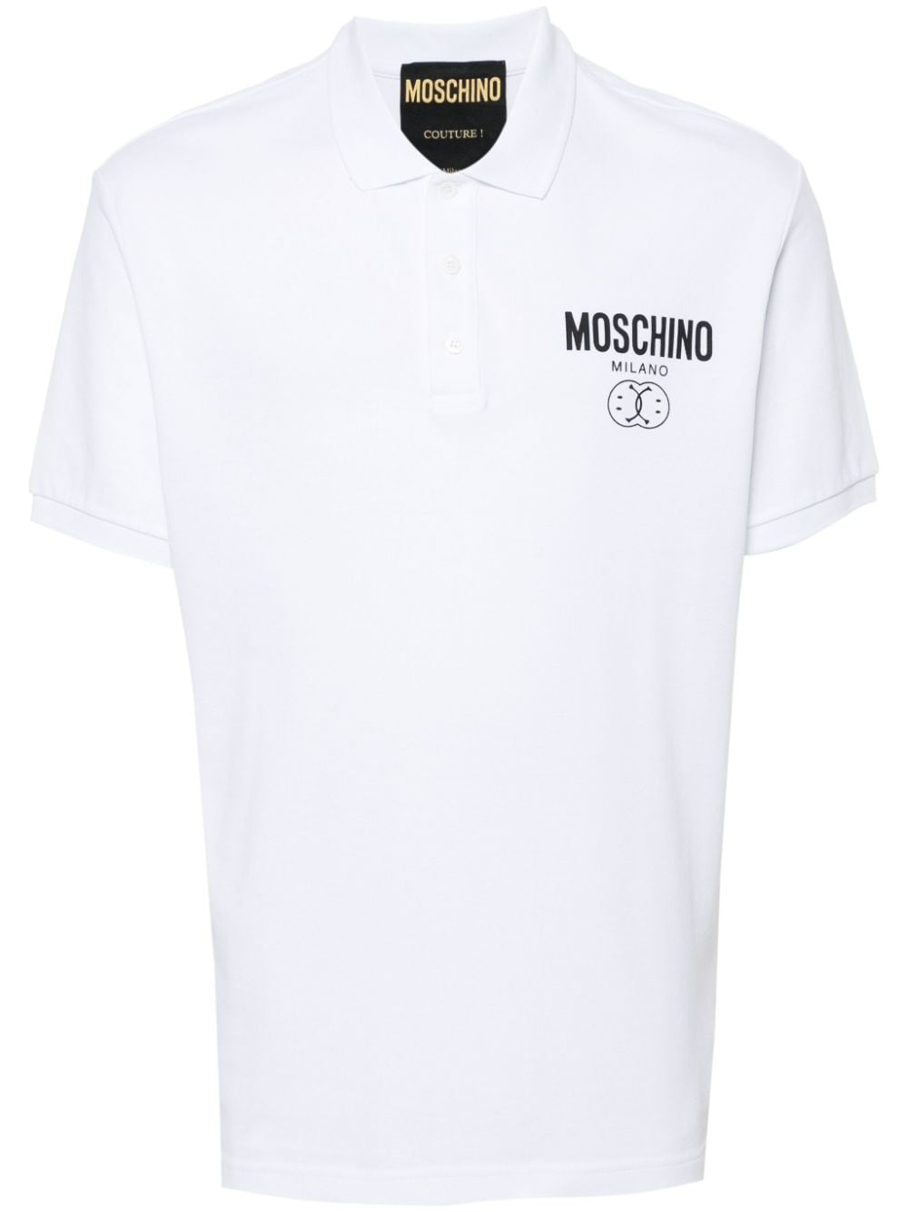 Moschino Logo-print Cotton Polo Shirt In White