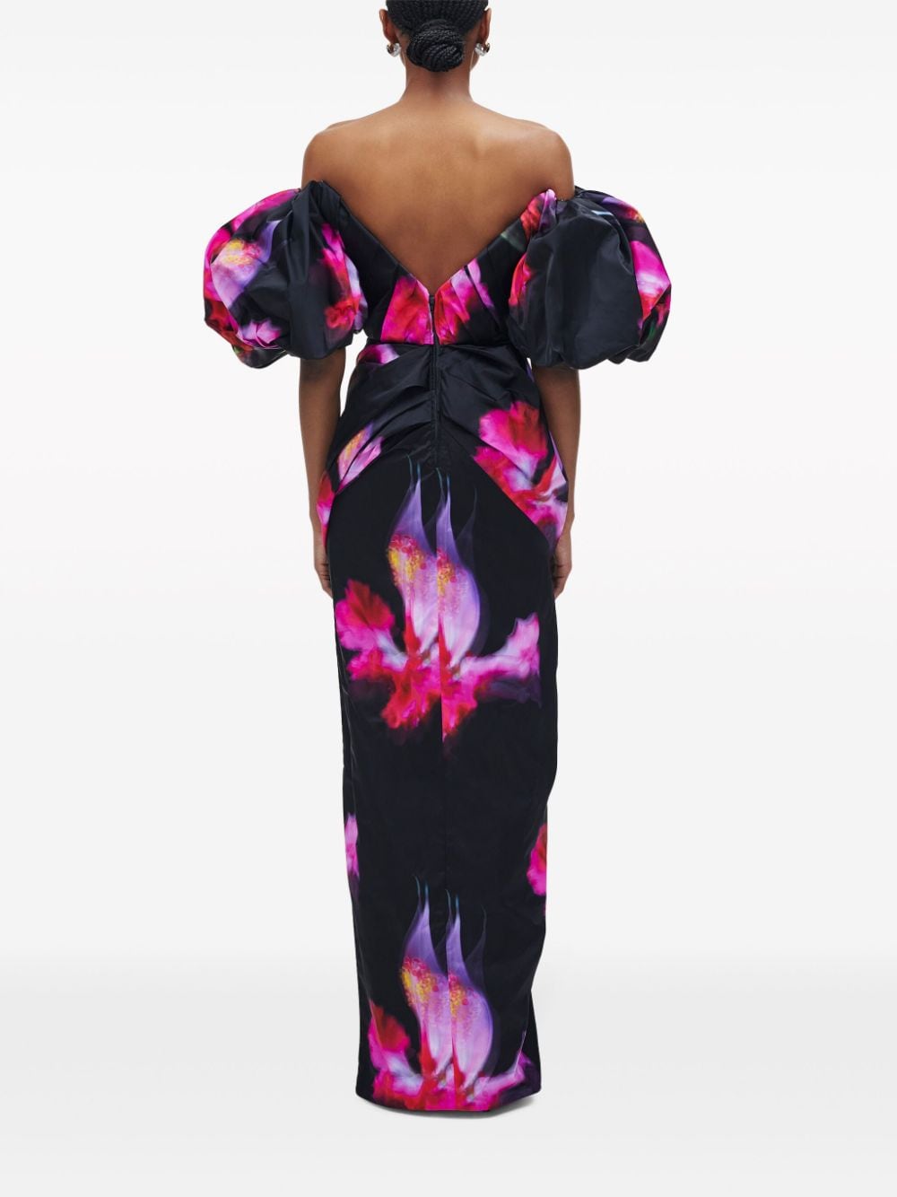 Shop Marc Jacobs Future Floral-print Strapless Gown In Black