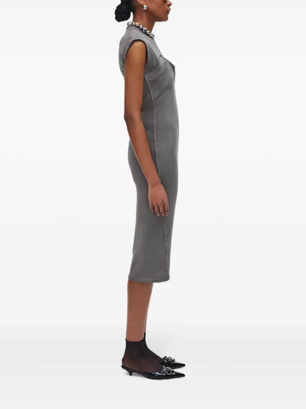 Marc Jacobs Seamed Up Sleeveless Midi Dress | Grey | FARFETCH