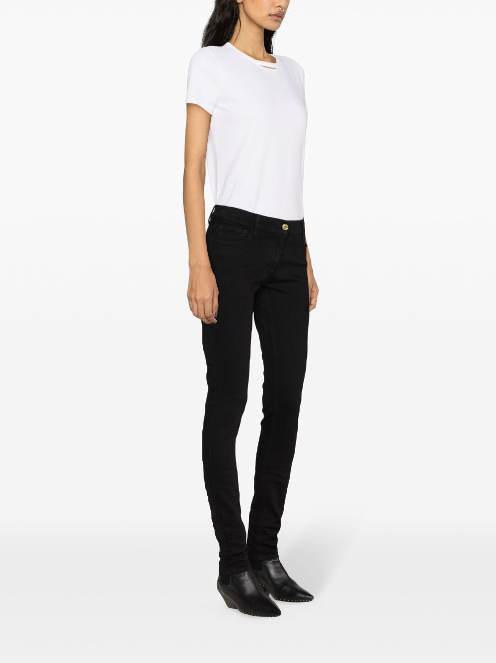 Elisabetta Franchi Skinny jeans met logoplakkaat Zwart