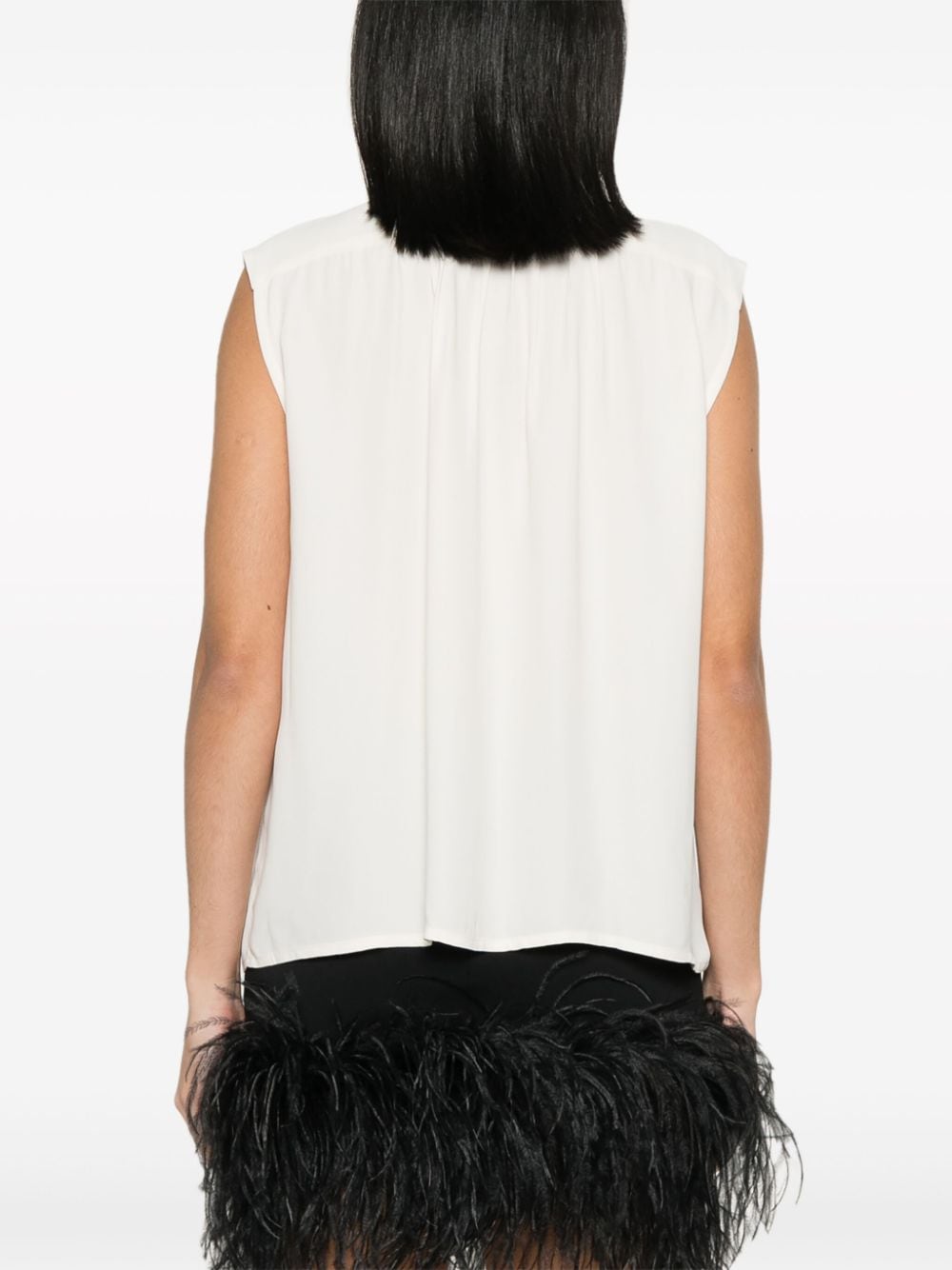 Shop Elisabetta Franchi Tie-detailing Sleeveless Shirt In Neutrals