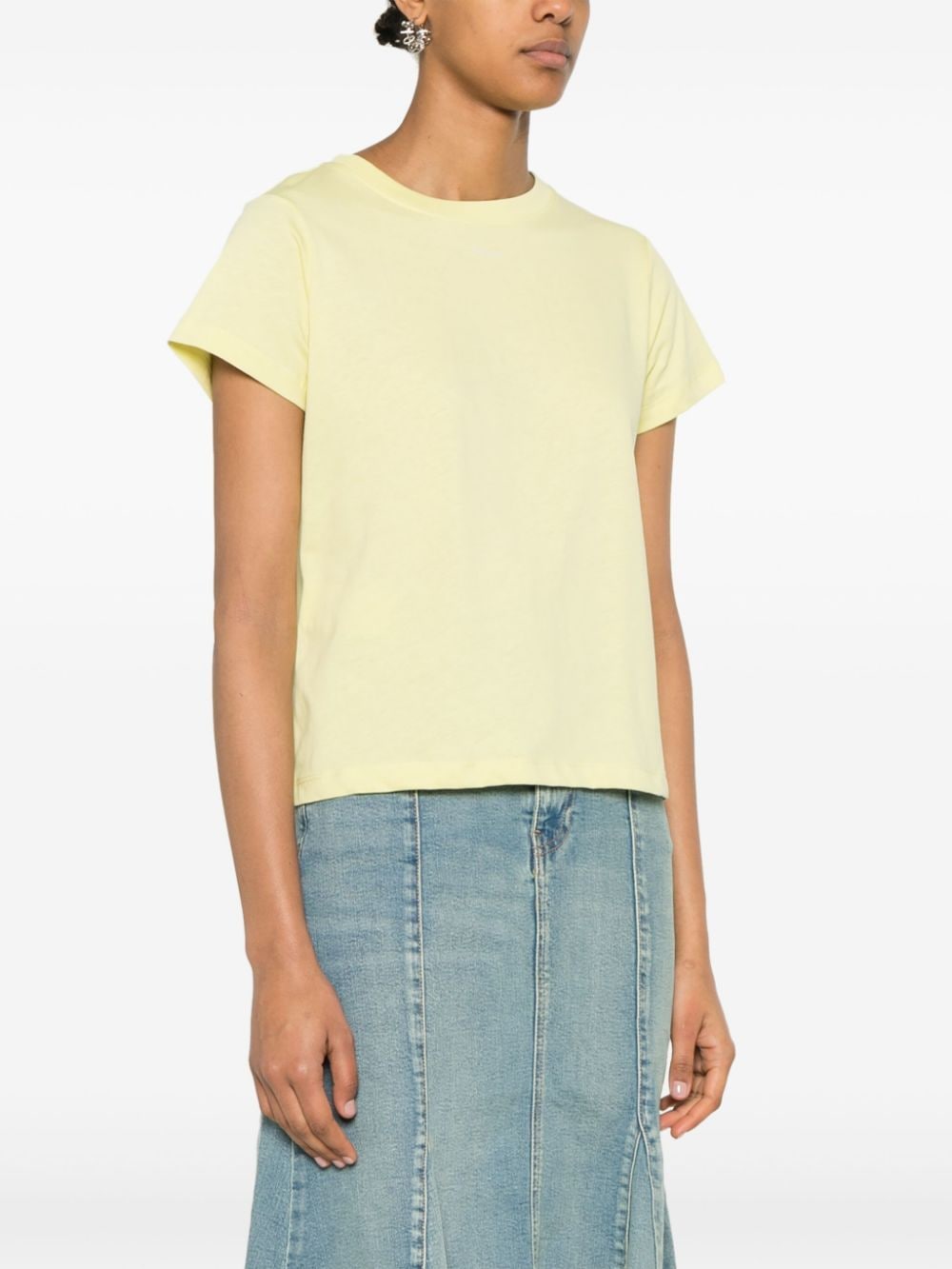 Shop Pinko Logo-print Cotton T-shirt In Yellow