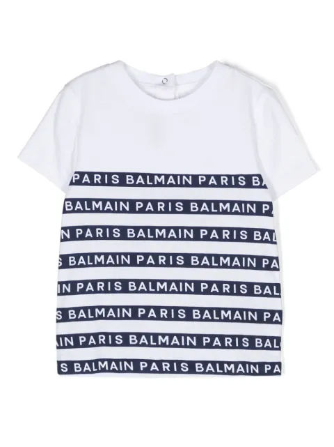 Balmain Kids logo-stripes cotton T-shirt