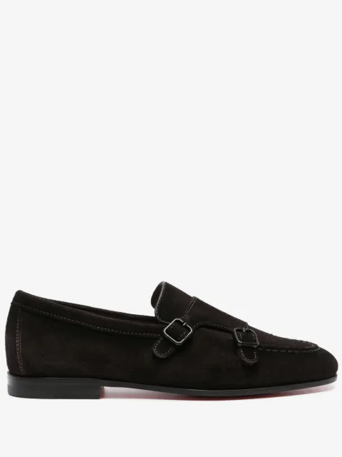 Santoni double-buckle leather loafers