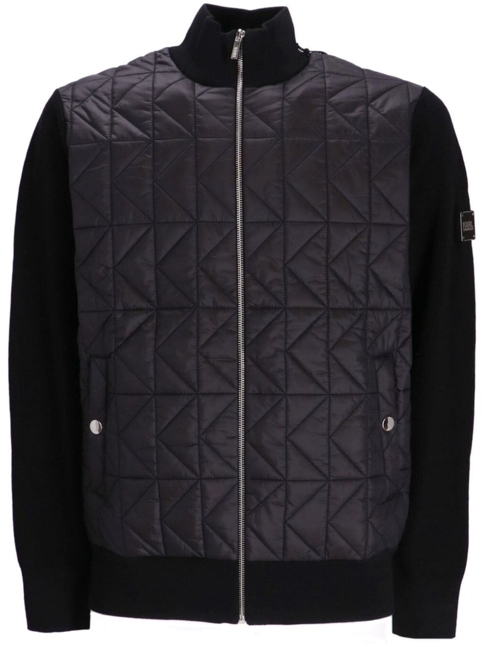 Karl Lagerfeld Quilted-panelling Knitted Jacket In Black